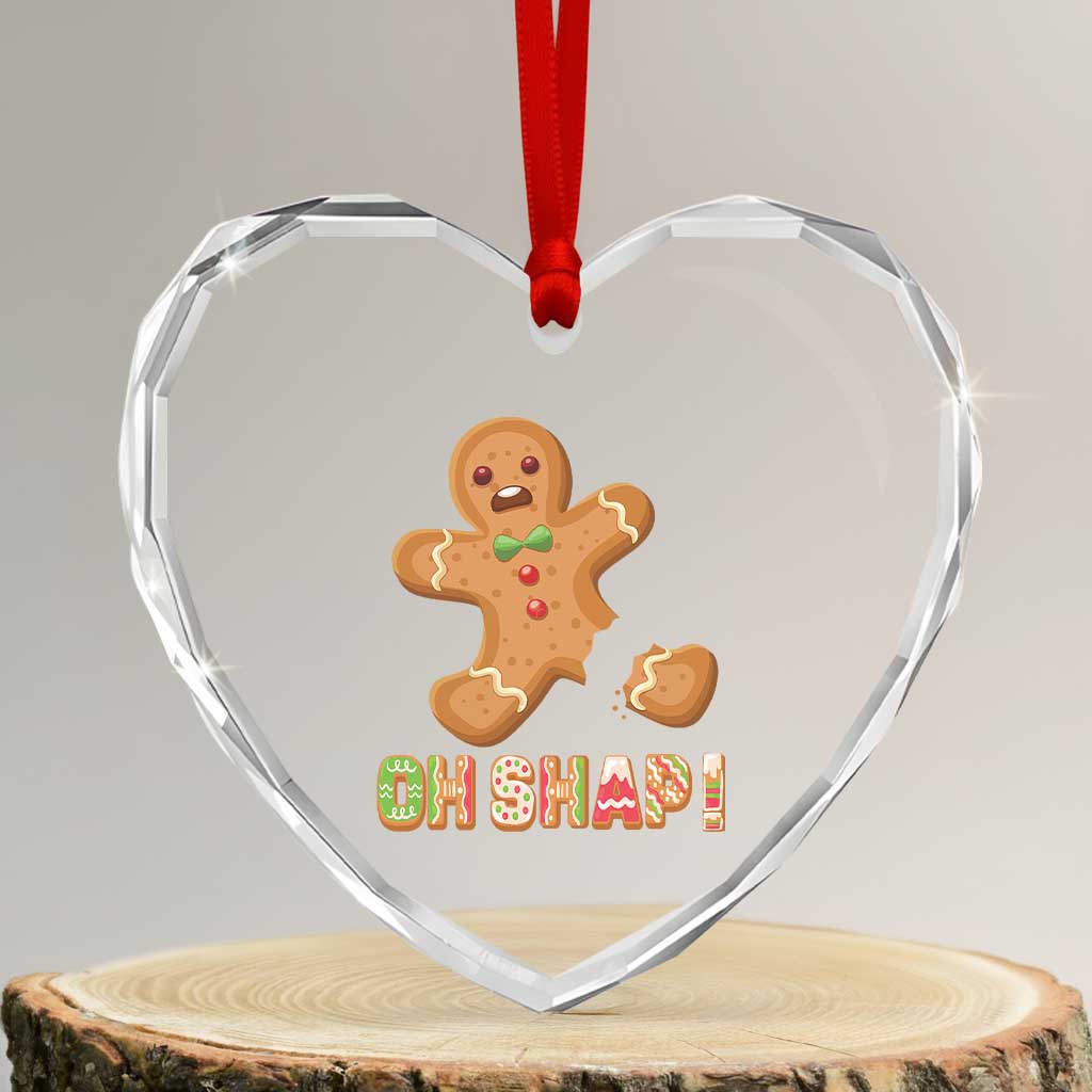Funny Xmas Gingerbread Heart Crystal Glass Ornament Oh Snap Cookie Baking TS11 Transparent Glass 3'' Heart Print Your Wear