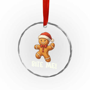 Funny Xmas Gingerbread Man Crystal Glass Ornament Cookie Bite Me TS10 Print Your Wear