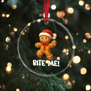 Funny Xmas Gingerbread Man Crystal Glass Ornament Cookie Bite Me TS10 Print Your Wear