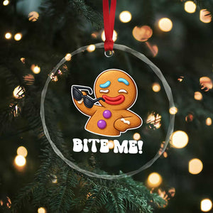 Funny Xmas Gingerbread Man Crystal Glass Ornament Funny Sexy Cookie Bite Me TS10 Print Your Wear