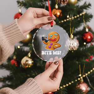 Funny Xmas Gingerbread Man Crystal Glass Ornament Funny Sexy Cookie Bite Me TS10 Print Your Wear