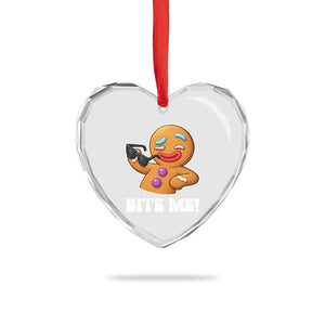 Funny Xmas Gingerbread Man Heart Crystal Glass Ornament Funny Sexy Cookie Bite Me TS10 Print Your Wear