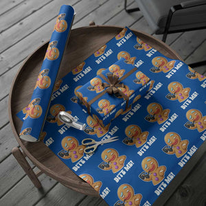 Funny Xmas Gingerbread Man Wrapping Paper Roll Funny Sexy Cookie Bite Me TS10 Blue Print Your Wear