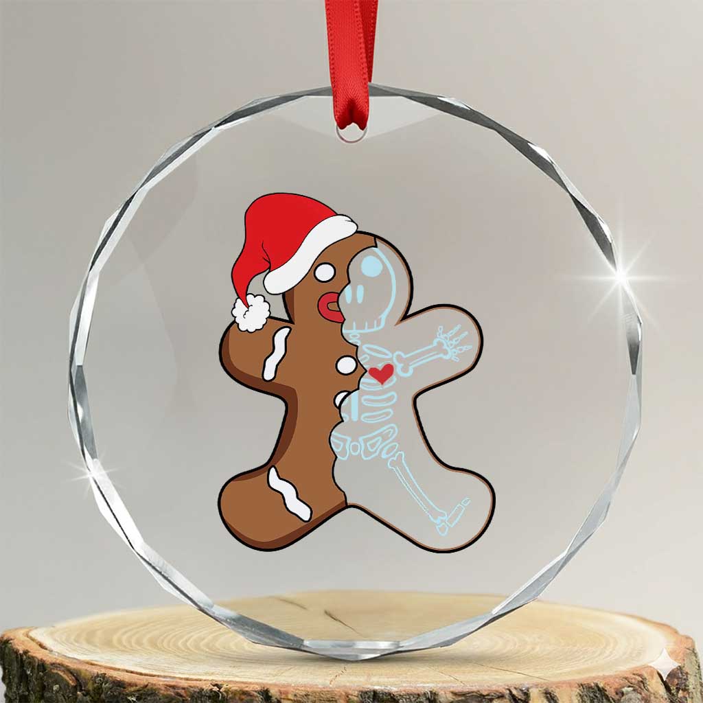 Funny Xmas Gingerbread Skeleton X-Ray Tech Nurse Crystal Glass Ornament TS09 Transparent Glass 3'' Circle Print Your Wear
