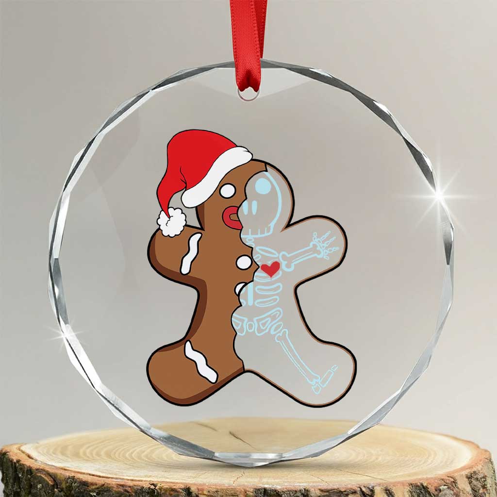 Funny Xmas Gingerbread Skeleton X-Ray Tech Nurse Crystal Glass Ornament TS09 Transparent Glass 3'' Circle Print Your Wear