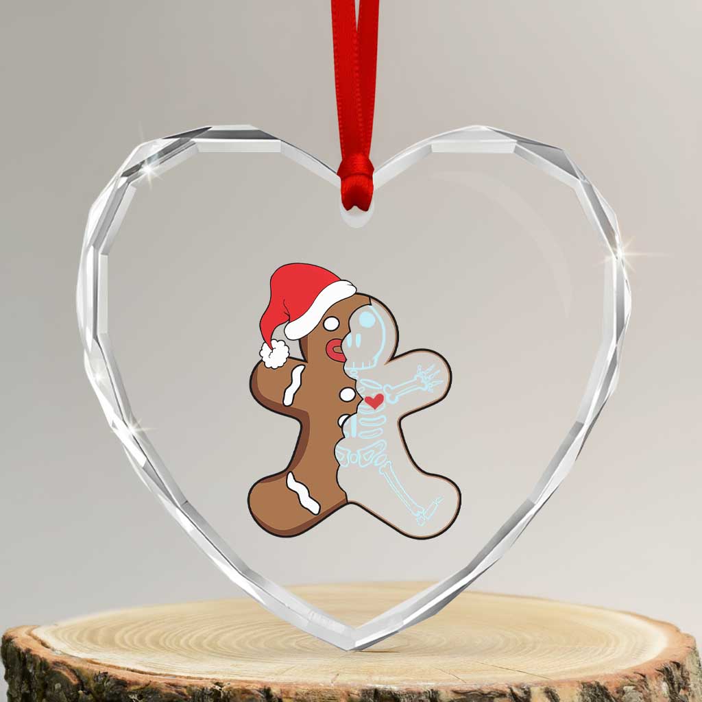 Funny Xmas Gingerbread Skeleton X-Ray Tech Nurse Heart Crystal Glass Ornament TS09 Transparent Glass 3'' Heart Print Your Wear