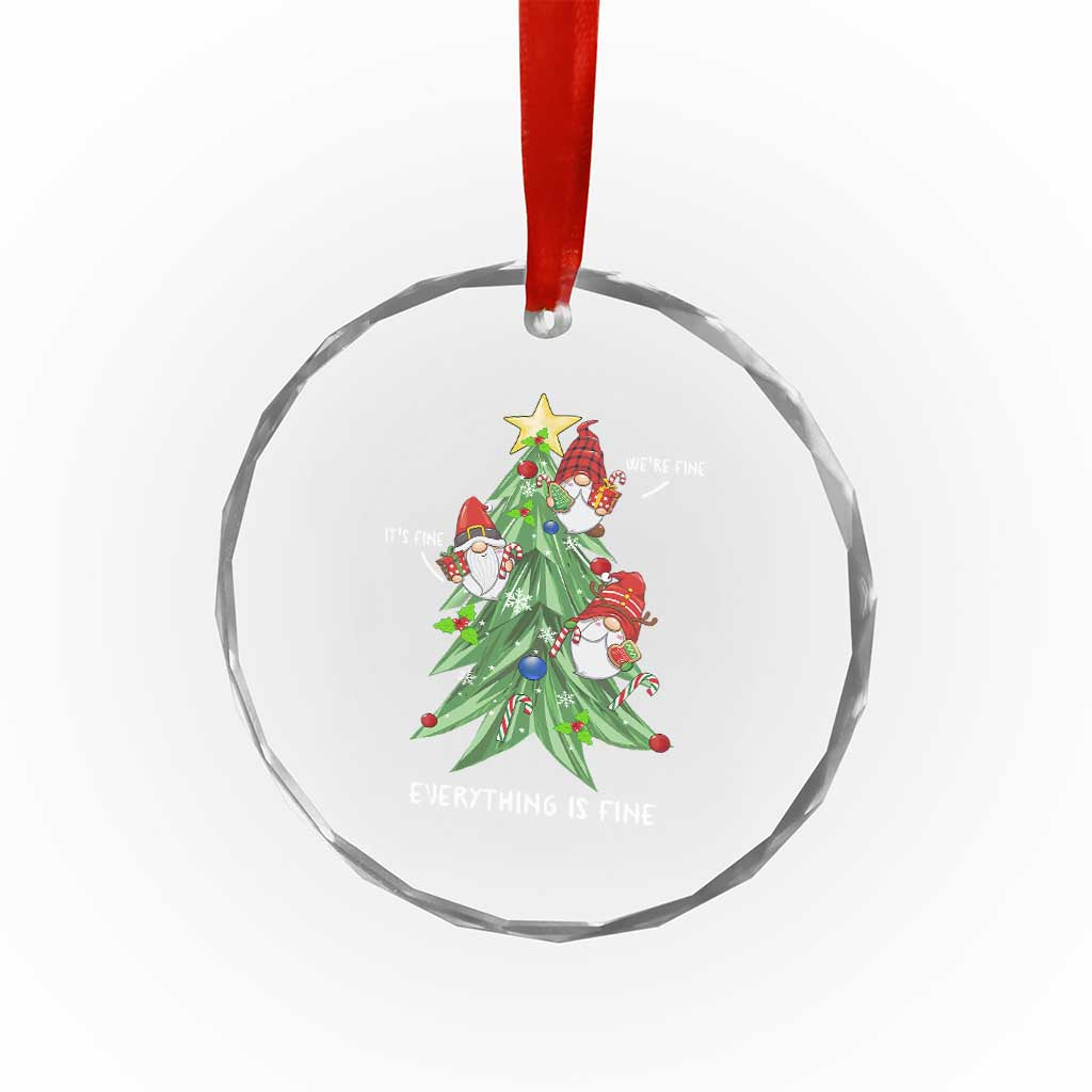 Funny Xmas Gnomies It's Fine We're Fine Everything's Fine Crystal Glass Ornament TS09 Print Your Wear