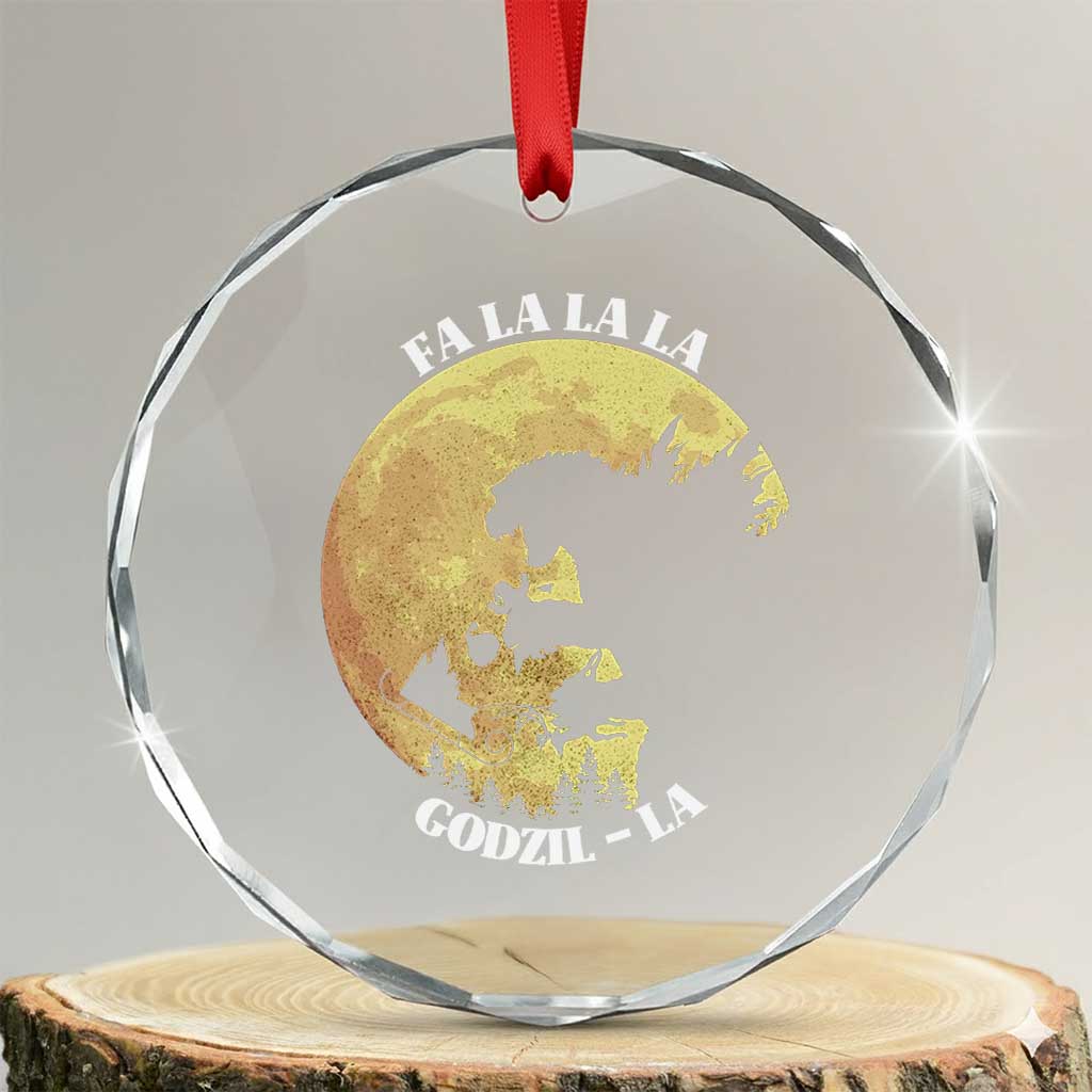 Funny Xmas Godzilla Crystal Glass Ornament Falalala Godzil La Santa Reindeers Xmas Japanese Monster TS11 Transparent Glass 3'' Circle Print Your Wear