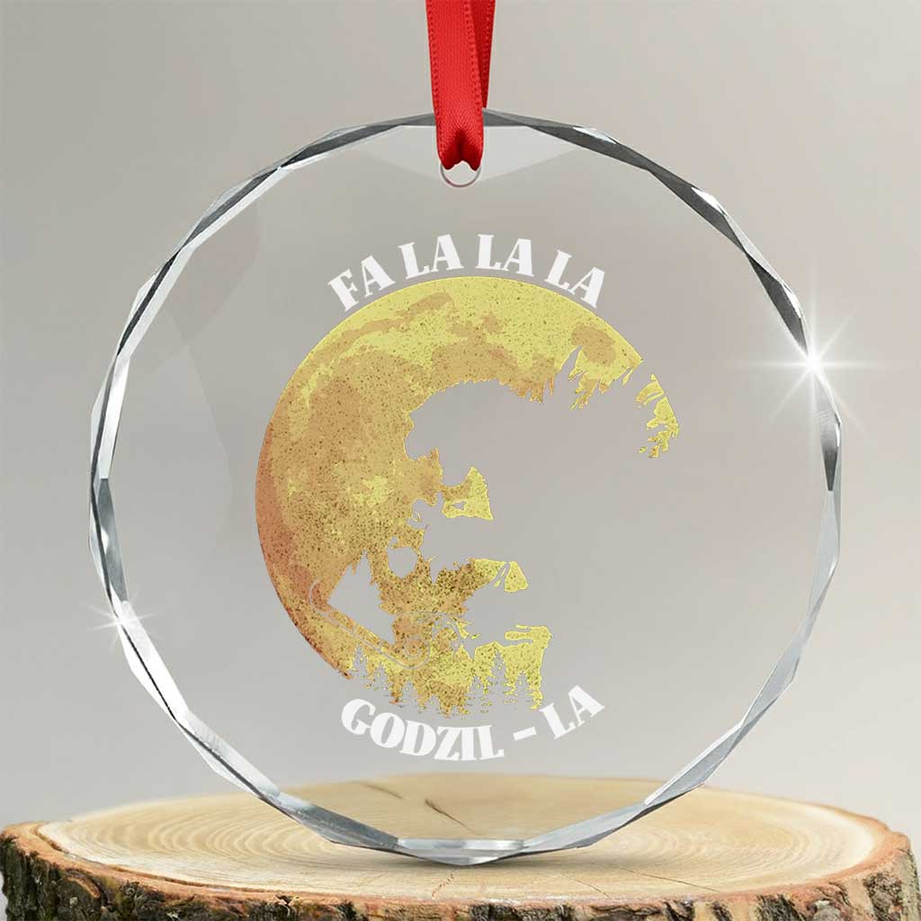 Funny Xmas Godzilla Crystal Glass Ornament Falalala Godzil La Santa Reindeers Xmas Japanese Monster TS11 Transparent Glass 3'' Circle Print Your Wear