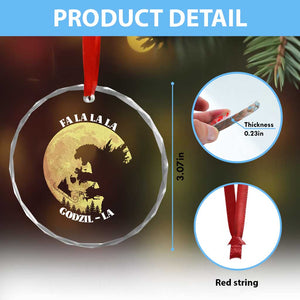 Funny Xmas Godzilla Crystal Glass Ornament Falalala Godzil La Santa Reindeers Xmas Japanese Monster TS11 Print Your Wear