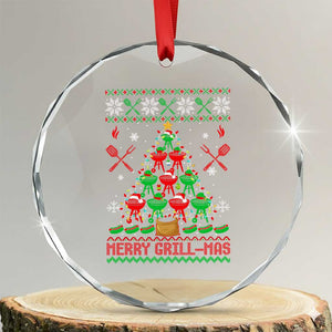 Funny Xmas Grilling Crystal Glass Ornament Merry Grill Mas Santa Grilling BBQ Smoking Meat TS09 Transparent Glass 3'' Circle Print Your Wear