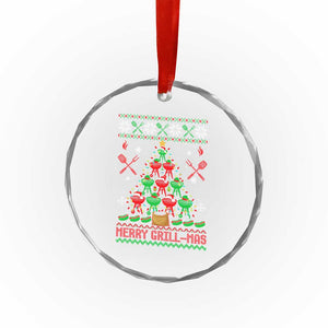 Funny Xmas Grilling Crystal Glass Ornament Merry Grill Mas Santa Grilling BBQ Smoking Meat TS09 Print Your Wear