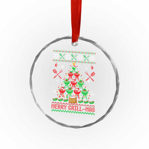 Funny Xmas Grilling Crystal Glass Ornament Merry Grill Mas Santa Grilling BBQ Smoking Meat TS09 Print Your Wear