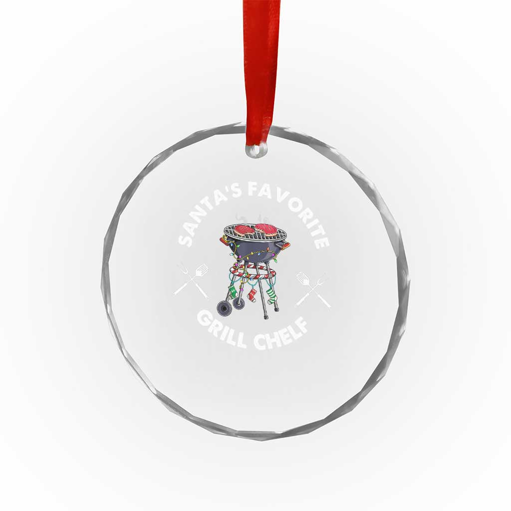 Funny Xmas Grilling Crystal Glass Ornament Santa's Favorite Grill Chelf BBQ TS09 Print Your Wear