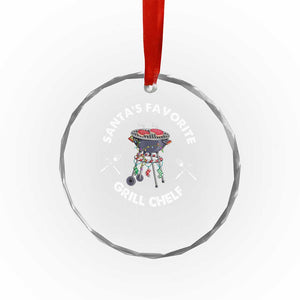 Funny Xmas Grilling Crystal Glass Ornament Santa's Favorite Grill Chelf BBQ TS09 Print Your Wear