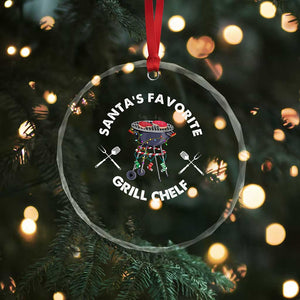 Funny Xmas Grilling Crystal Glass Ornament Santa's Favorite Grill Chelf BBQ TS09 Print Your Wear