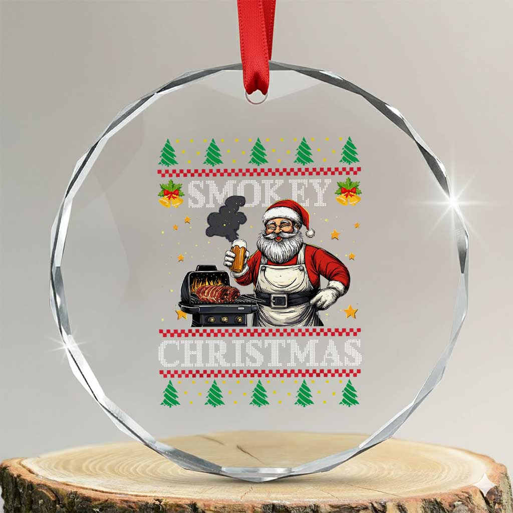 Funny Xmas Grilling Crystal Glass Ornament Smokey Xmas BBQ Santa Grill Roast On Smoker TS09 Transparent Glass 3'' Circle Print Your Wear