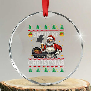 Funny Xmas Grilling Crystal Glass Ornament Smokey Xmas BBQ Santa Grill Roast On Smoker TS09 Transparent Glass 3'' Circle Print Your Wear