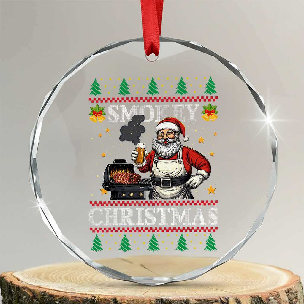 Funny Xmas Grilling Crystal Glass Ornament Smokey Xmas BBQ Santa Grill Roast On Smoker TS09 Transparent Glass 3'' Circle Print Your Wear
