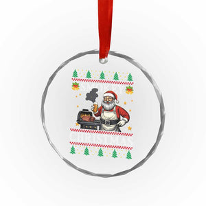 Funny Xmas Grilling Crystal Glass Ornament Smokey Xmas BBQ Santa Grill Roast On Smoker TS09 Print Your Wear