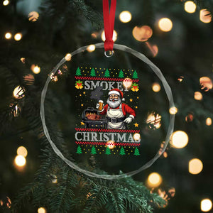 Funny Xmas Grilling Crystal Glass Ornament Smokey Xmas BBQ Santa Grill Roast On Smoker TS09 Print Your Wear