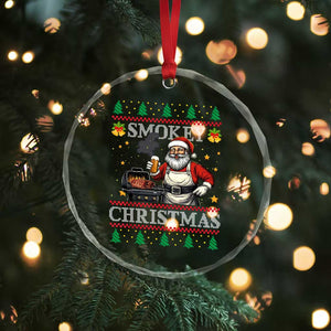 Funny Xmas Grilling Crystal Glass Ornament Smokey Xmas BBQ Santa Grill Roast On Smoker TS09 Print Your Wear