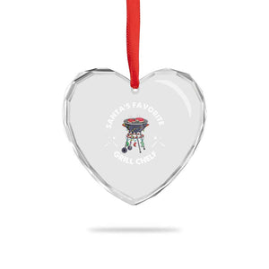Funny Xmas Grilling Heart Crystal Glass Ornament Santa's Favorite Grill Chelf BBQ TS09 Print Your Wear