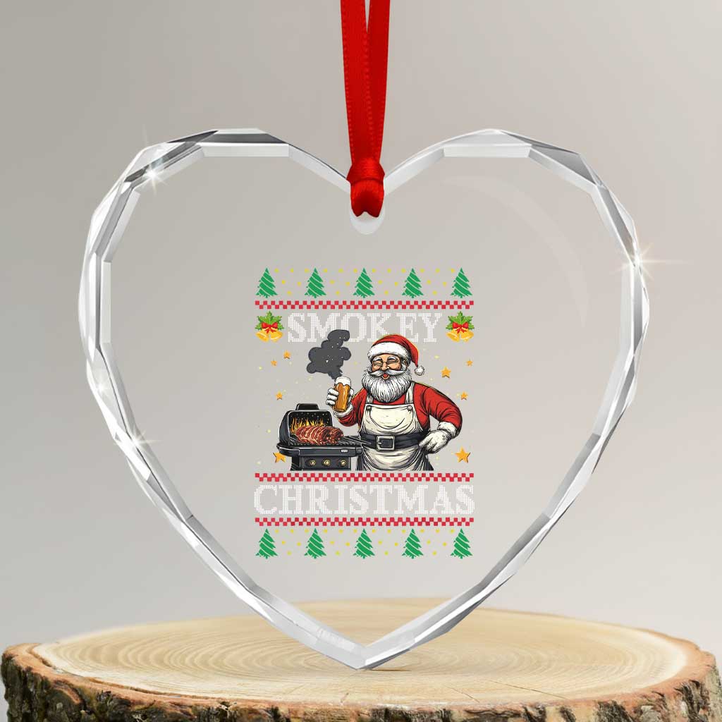 Funny Xmas Grilling Heart Crystal Glass Ornament Smokey Xmas BBQ Santa Grill Roast On Smoker TS09 Transparent Glass 3'' Heart Print Your Wear