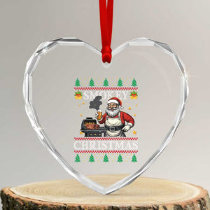Funny Xmas Grilling Heart Crystal Glass Ornament Smokey Xmas BBQ Santa Grill Roast On Smoker TS09 Transparent Glass 3'' Heart Print Your Wear