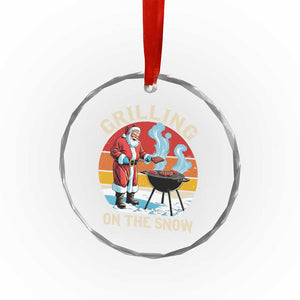 Funny Xmas Grilling Santa Crystal Glass Ornament Grilling On The Snow TS11 Print Your Wear