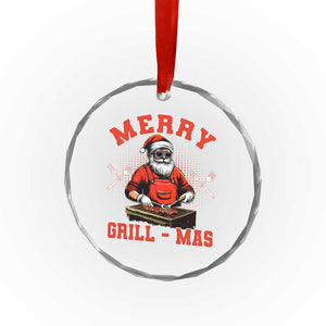 Funny Xmas Grilling Santa Crystal Glass Ornament Merry Grill-Mas BBQ TS11 Print Your Wear
