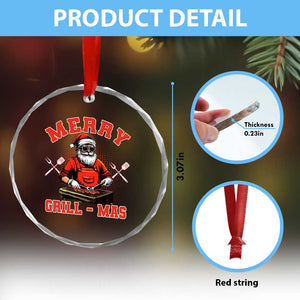 Funny Xmas Grilling Santa Crystal Glass Ornament Merry Grill-Mas BBQ TS11 Print Your Wear