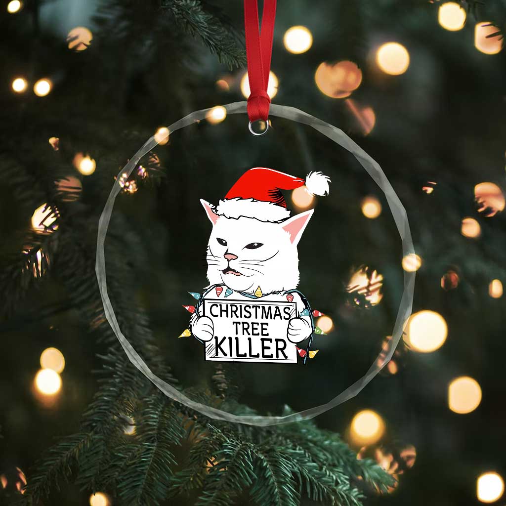 Funny Xmas Grumpy Cat Crystal Glass Ornament Xmas Tree Killer Santa Kitten TS12 Print Your Wear