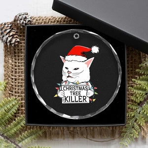 Funny Xmas Grumpy Cat Crystal Glass Ornament Xmas Tree Killer Santa Kitten TS12 Print Your Wear