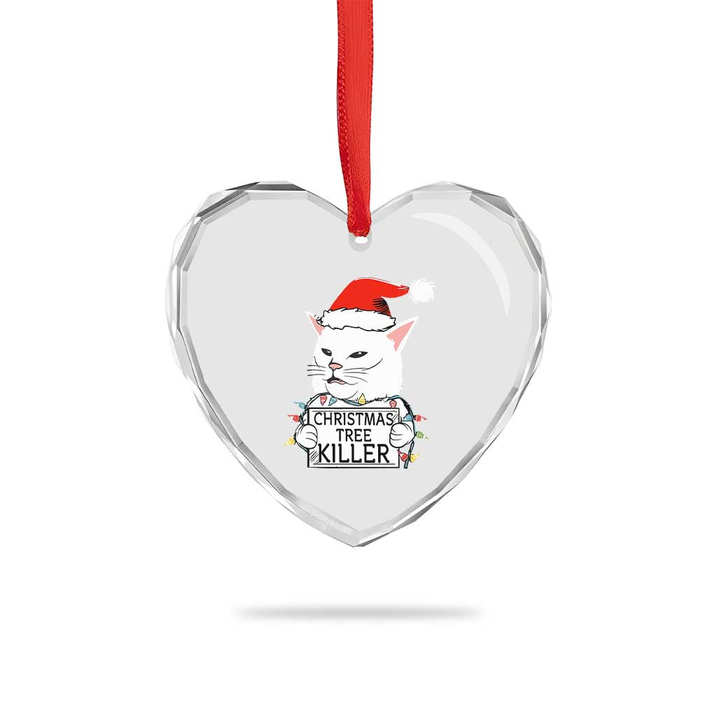 Funny Xmas Grumpy Cat Heart Crystal Glass Ornament Xmas Tree Killer Santa Kitten TS12 Print Your Wear