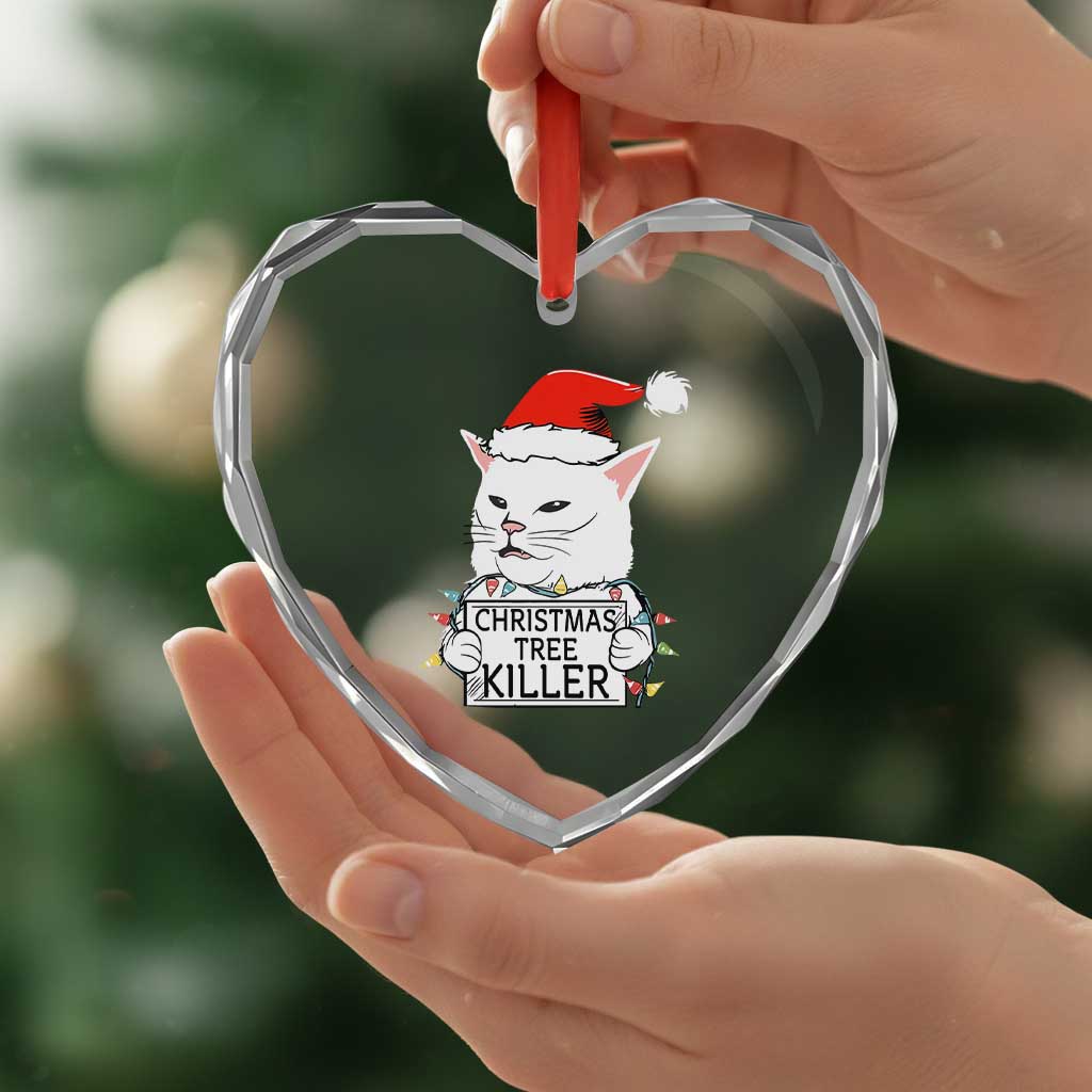 Funny Xmas Grumpy Cat Heart Crystal Glass Ornament Xmas Tree Killer Santa Kitten TS12 Print Your Wear