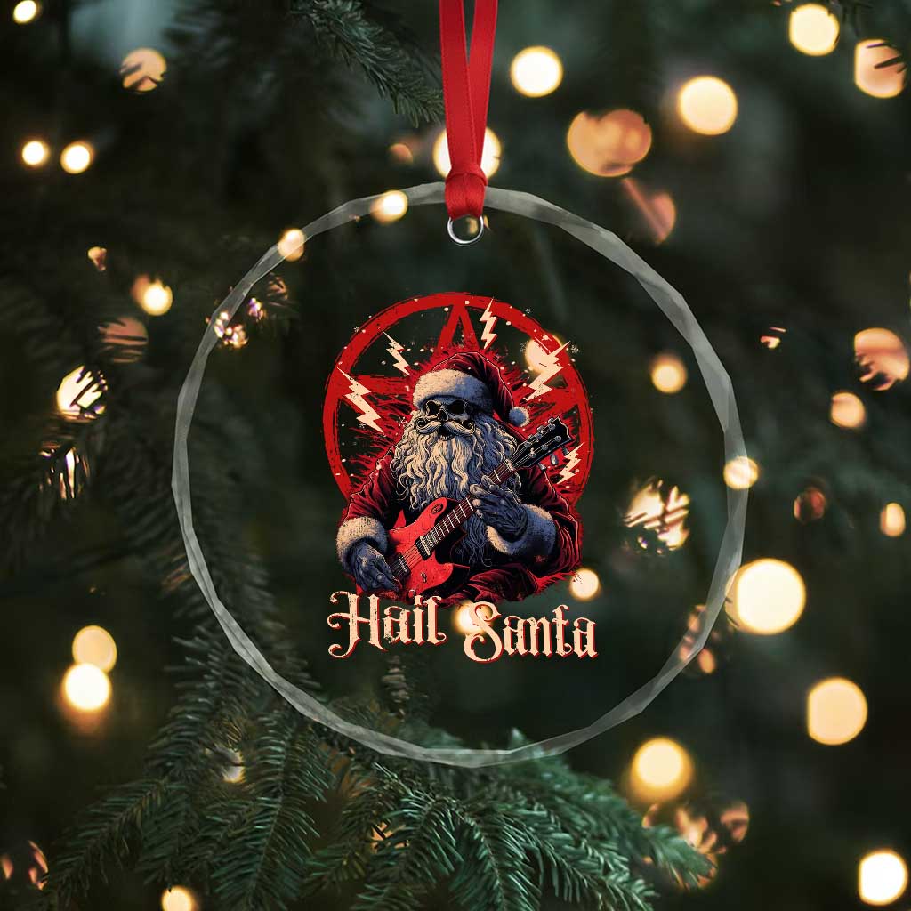 Funny Xmas Hail Santa Crystal Glass Ornament Sleigher Heavy Metal TS11 Print Your Wear