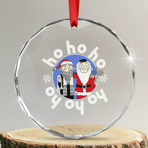 Funny Xmas Hanukkah Crystal Glass Ornament Triple Ho Yo Santa Hebrew Snowflake Menorah TS11 Transparent Glass 3'' Circle Print Your Wear