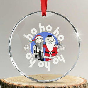 Funny Xmas Hanukkah Crystal Glass Ornament Triple Ho Yo Santa Hebrew Snowflake Menorah TS11 Transparent Glass 3'' Circle Print Your Wear