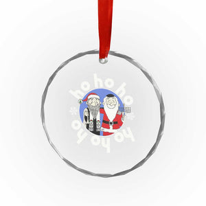 Funny Xmas Hanukkah Crystal Glass Ornament Triple Ho Yo Santa Hebrew Snowflake Menorah TS11 Print Your Wear