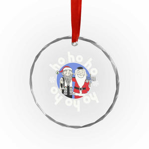 Funny Xmas Hanukkah Crystal Glass Ornament Triple Ho Yo Santa Hebrew Snowflake Menorah TS11 Print Your Wear