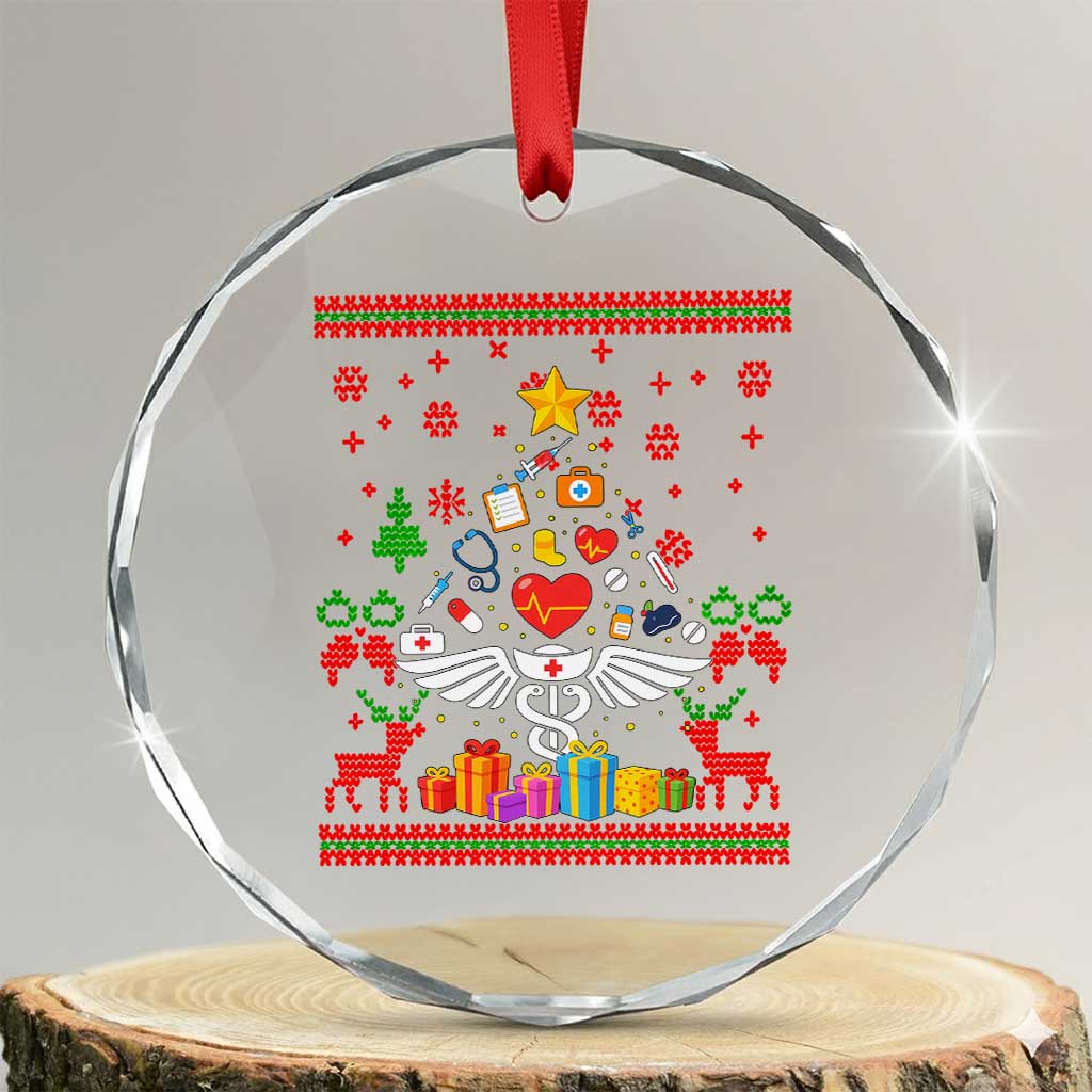 Funny Xmas Healthcare Worker Crystal Glass Ornament Nurses And Doctors Pine Tree TS12 Transparent Glass 3'' Circle Print Your Wear