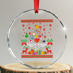 Funny Xmas Healthcare Worker Crystal Glass Ornament Nurses And Doctors Pine Tree TS12 Transparent Glass 3'' Circle Print Your Wear