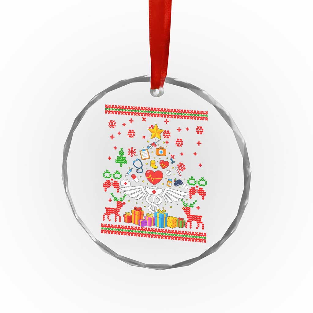 Funny Xmas Healthcare Worker Crystal Glass Ornament Nurses And Doctors Pine Tree TS12 Transparent Glass 3'' Circle Print Your Wear