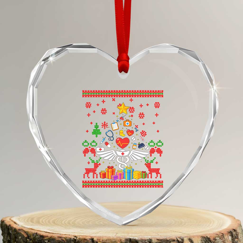 Funny Xmas Healthcare Worker Heart Crystal Glass Ornament Nurses And Doctors Pine Tree TS12 Transparent Glass 3'' Heart Print Your Wear