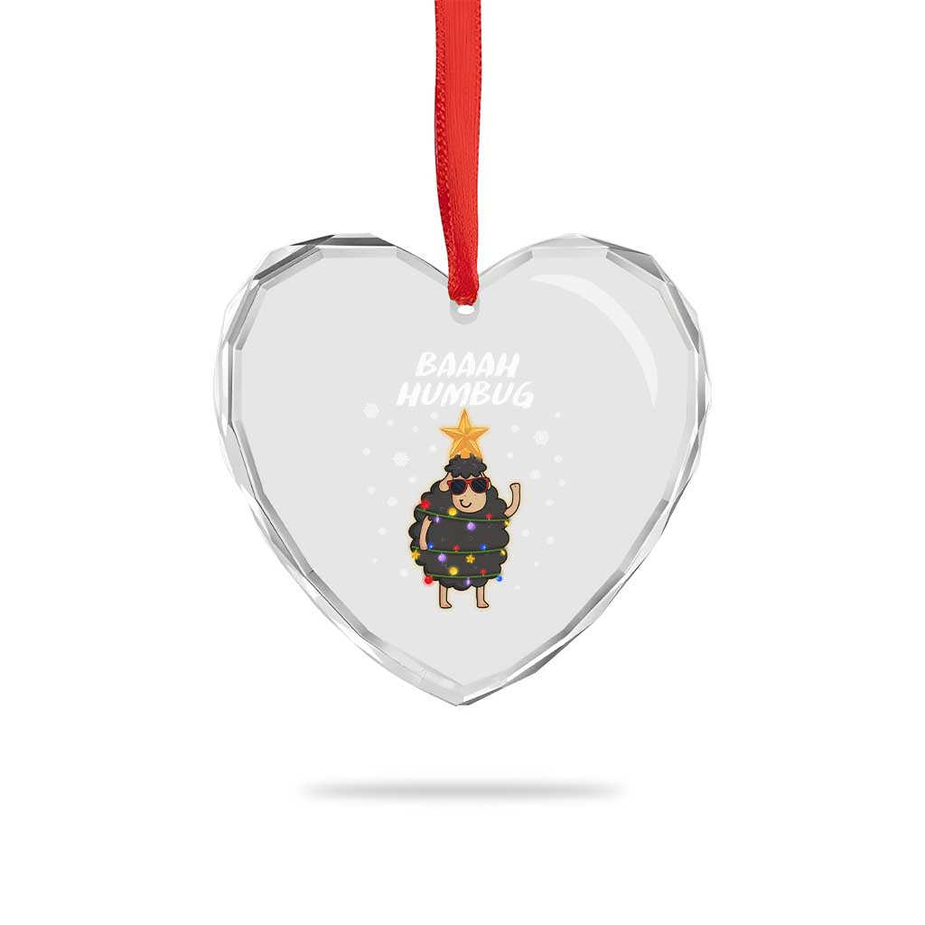 Funny Xmas Heart Crystal Glass Ornament Baaah Humbug Black Sheep Christmas Tree TS09 Print Your Wear