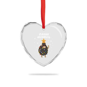Funny Xmas Heart Crystal Glass Ornament Baaah Humbug Black Sheep Christmas Tree TS09 Print Your Wear