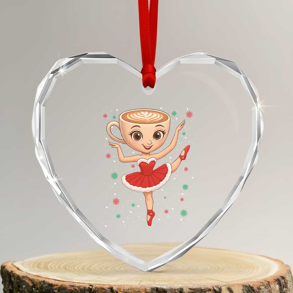 Funny Xmas Heart Crystal Glass Ornament Ballerina Cappuccino Brainrot Meme Gift TS12 Transparent Glass 3'' Heart Print Your Wear