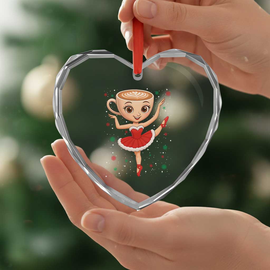 Funny Xmas Heart Crystal Glass Ornament Ballerina Cappuccino Brainrot Meme Gift TS12 Print Your Wear