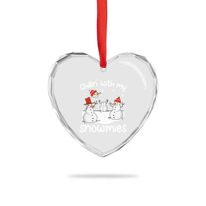 Funny Xmas Heart Crystal Glass Ornament Chillin With My Snowmies Funny Snowman Friendship TS09 Print Your Wear